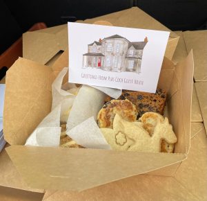 Afternoon Tea box with cakes from plas coch to tenant in llanberis
